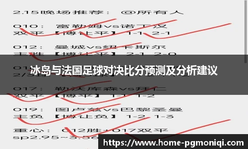 冰岛与法国足球对决比分预测及分析建议